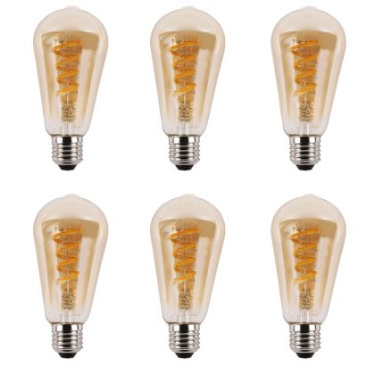 Zigbee e27 spiraal filament lamp dual white st64 amberkleurig - voordeelset van 6
