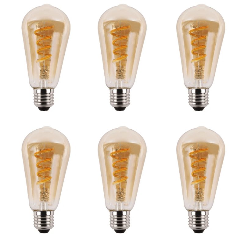 Zigbee e27 spiraal filament lamp dual white st64 amberkleurig - voordeelset van 6