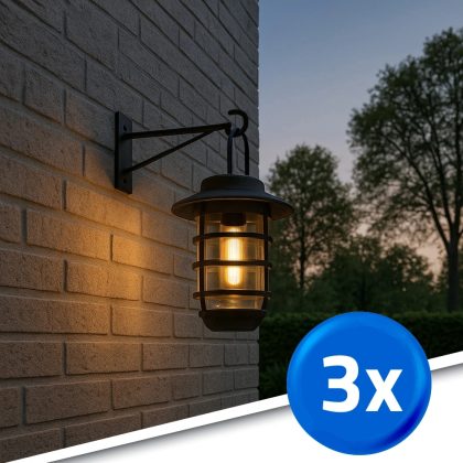 3 stuks zwarte solarlamp sting - hanglamp, priklamp en tafellamp-in 1
