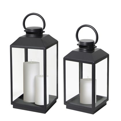 Set van 2 Newport Windlicht Zwart Small-Medium