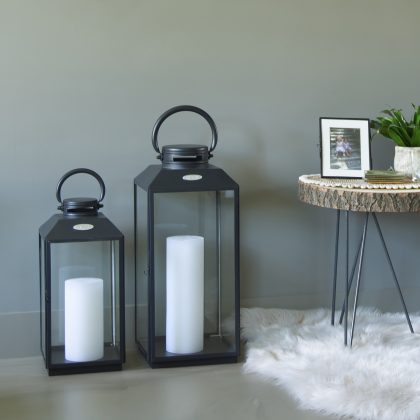 Set van 2 Newport Windlicht Zwart Medium-Large