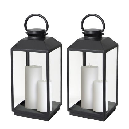 Set van 2 Newport Windlicht Zwart Medium
