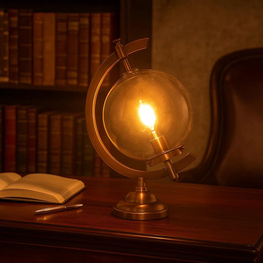 Tafellamp Globe Antiek rood Koper