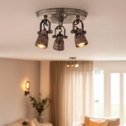 Messing Plafonniere Westham Antiek Zilver