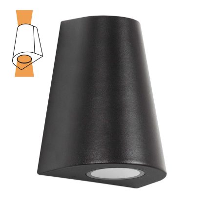 Cone Up en Down Muurlamp Zwart met Lichtsensor LED