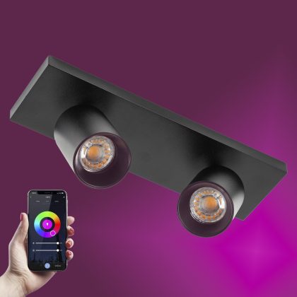 Mila 2 Opbouwspot Zwart met Smart RGB LED