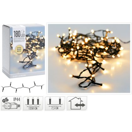 Kerstverlichting lichtsnoer - 180 led lampjes - warm wit - 13,5 meter - kerstboomverlichting