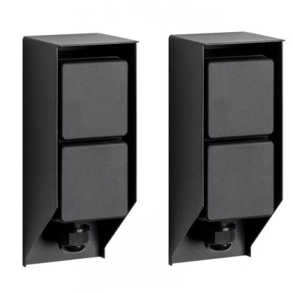 Set van 2 Tuinstopcontact Double Wall buitenstopcontact zwart