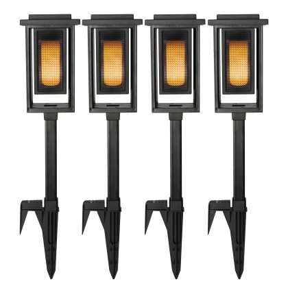 Set van 4 LED Solar Fakkel Tuinlamp Zwart