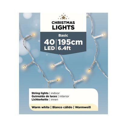 Lumineo Kerstverlichting - 40 LED lampjes - warm wit - 195 cm - batterij - lichtsnoer