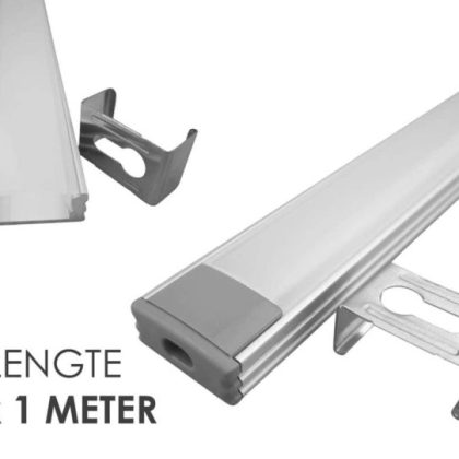 Aluminium ledstrip profiel opbouw 5m - 8 mm laag - compleet met afdekkap