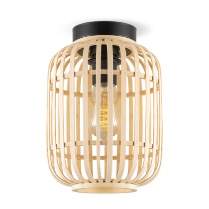 Boheemse stijl Plafondlamp - Bamboe Lampenkap - Cilinder - Beige - Ø21,5 x 30 cm - E27 fitting - Ontworpen voor gebruik in slaapkamers en studeerkamers - met montagetoebehoren