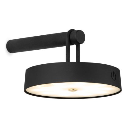 Draadloze Oplaadbare LED wandlamp - Binnen & Buiten - Dimbaar - ø19 x 8.75 cm - Warmwit licht - 3000mAh - Zwart