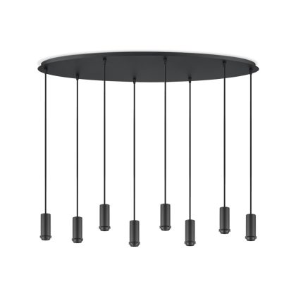 Metaal kroonluchter - Industrie hanglamp - Zwart - Met 8 pcs lampvoeten - Ontworpen voor Eetkamer en Slaapkamer - 100 x 30 x 117.5cm - set met E27 Lamphouder - voor Lampenkap met Doorsnede max 15cm - Gloeilamp Niet Inbegrepen