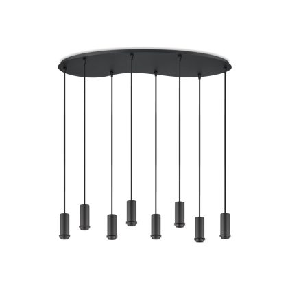 Metaal kroonluchter - Industrie hanglamp - Zwart - Met 8 pcs lampvoeten - Ontworpen voor Eetkamer en Slaapkamer - 80 X 27.5 X 117.5cm - set met E27 Lamphouder - voor Lampenkap met Doorsnede max 15cm - Gloeilamp Niet Inbegrepen