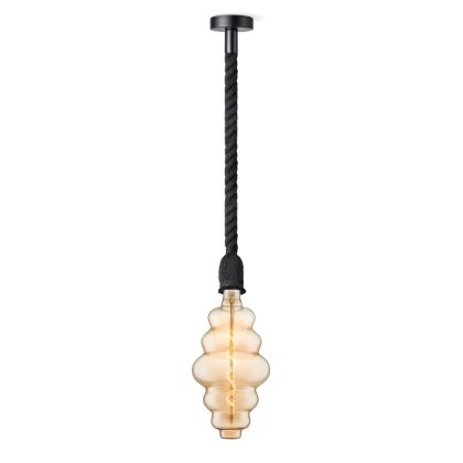 Light depot - hanglamp Leonardo zwart Cloud - amber - Outlet
