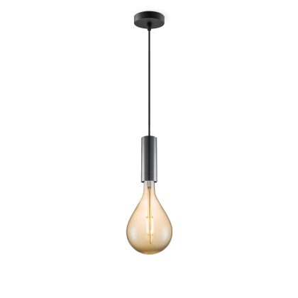 Light depot - hanglamp Saga zwart Pear - amber - Outlet