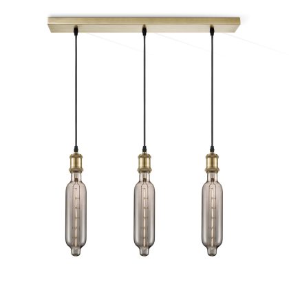 Light depot - hanglamp Vintage brons 3L Beam Tube - smoke - Outlet