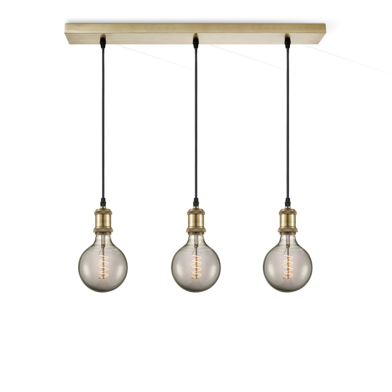 Light depot - hanglamp Vintage brons 3L Beam Spiral g125 - smoke - Outlet