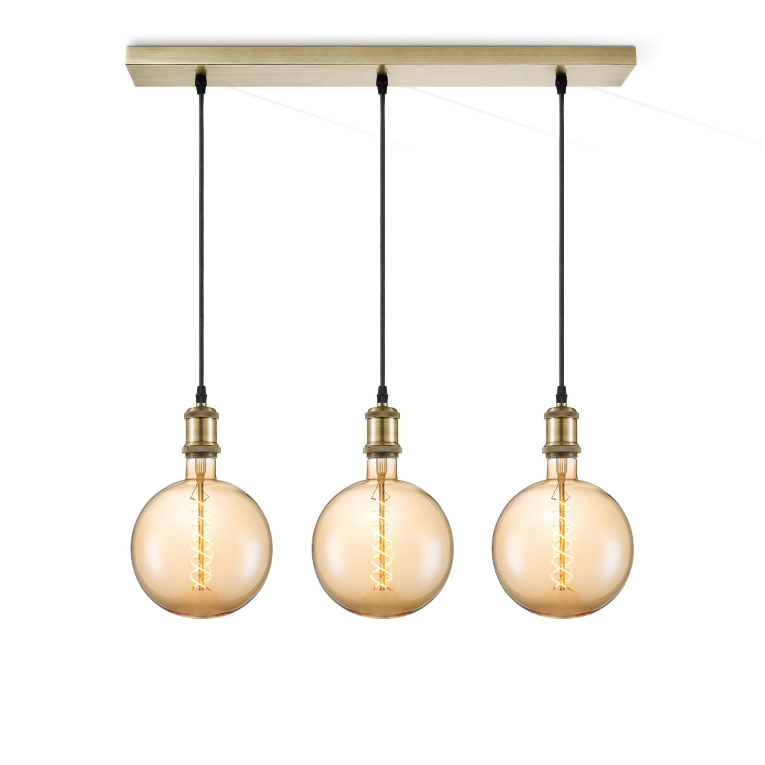 Light depot - hanglamp Vintage brons 3L Beam Spiral g180 - amber - Outlet