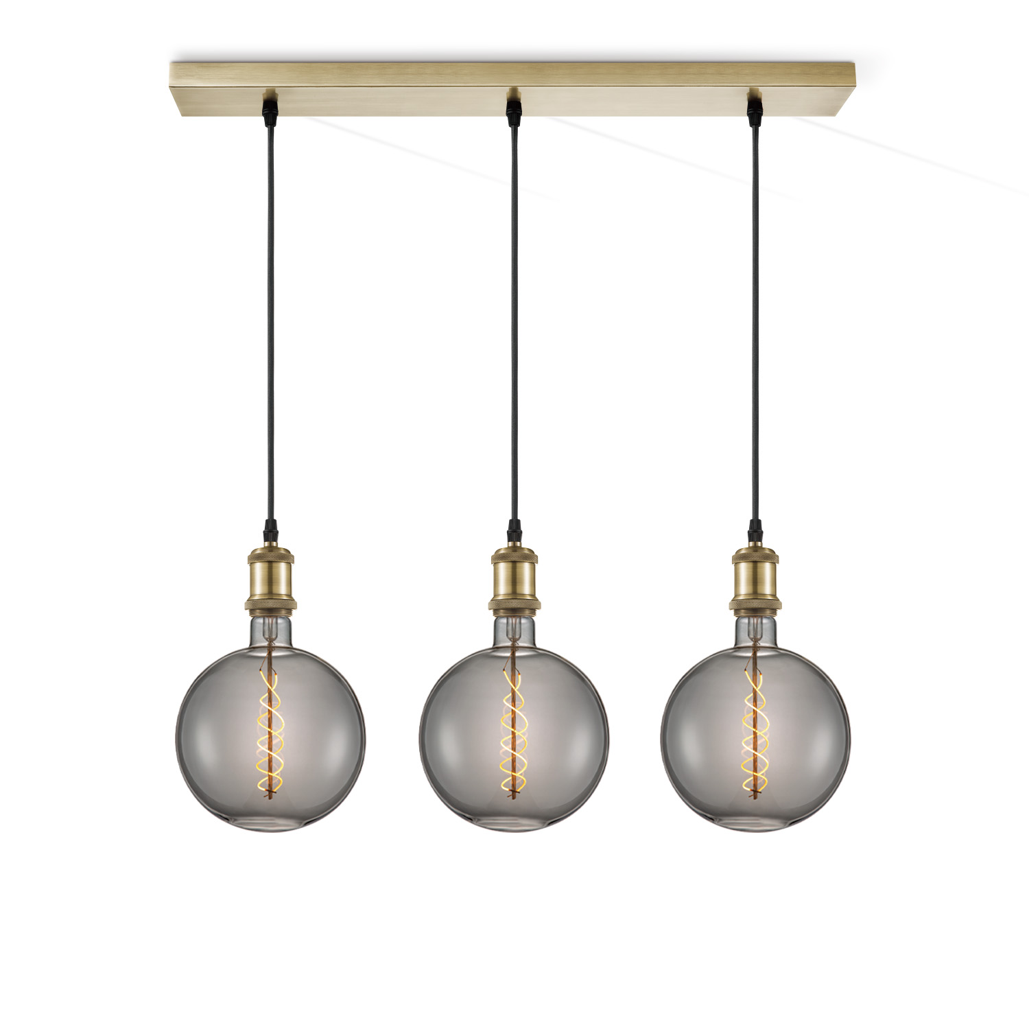 Light depot - hanglamp Vintage brons 3L Beam Spiral g180 - smoke - Outlet