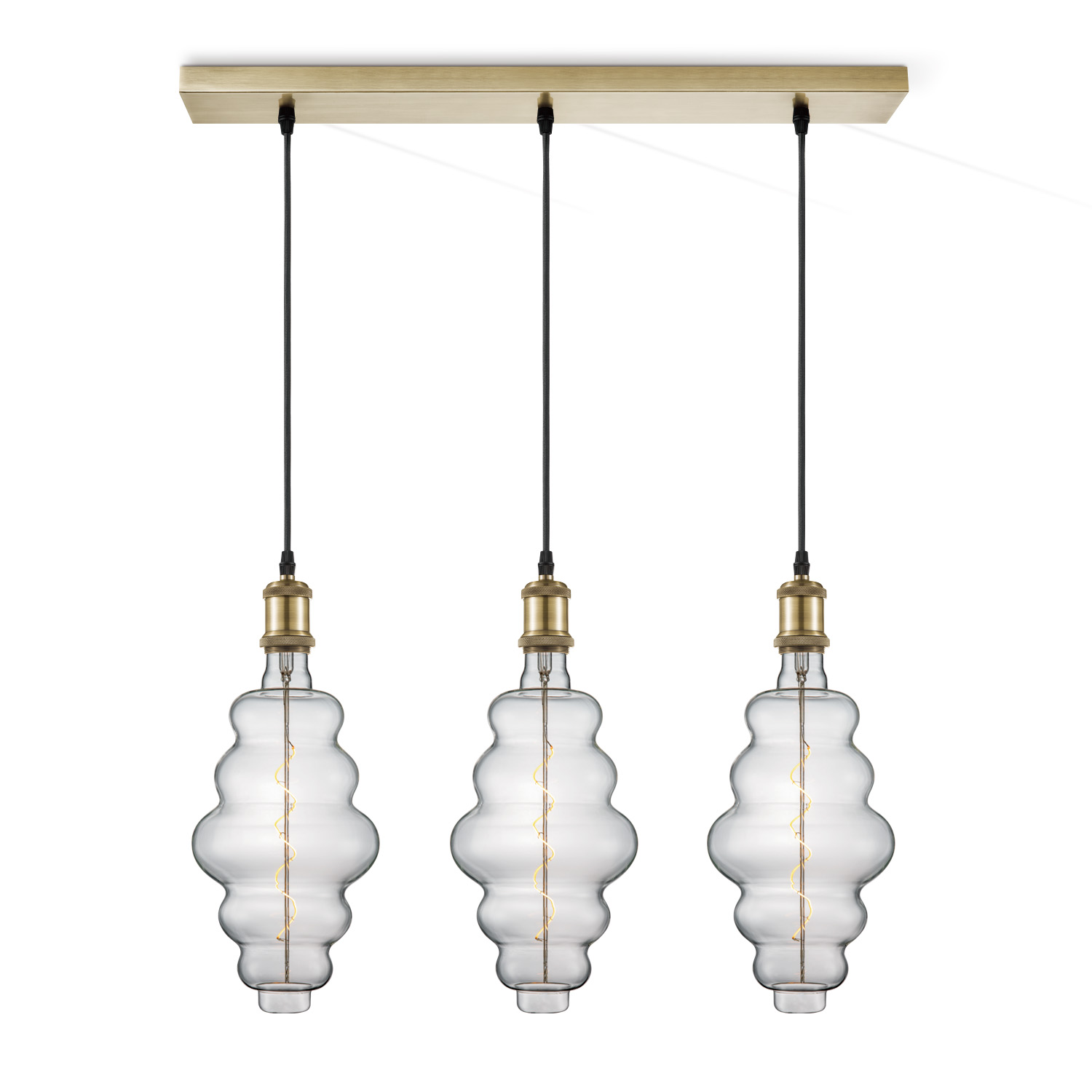 Light depot - hanglamp Vintage brons 3L Beam Cloud - helder - Outlet
