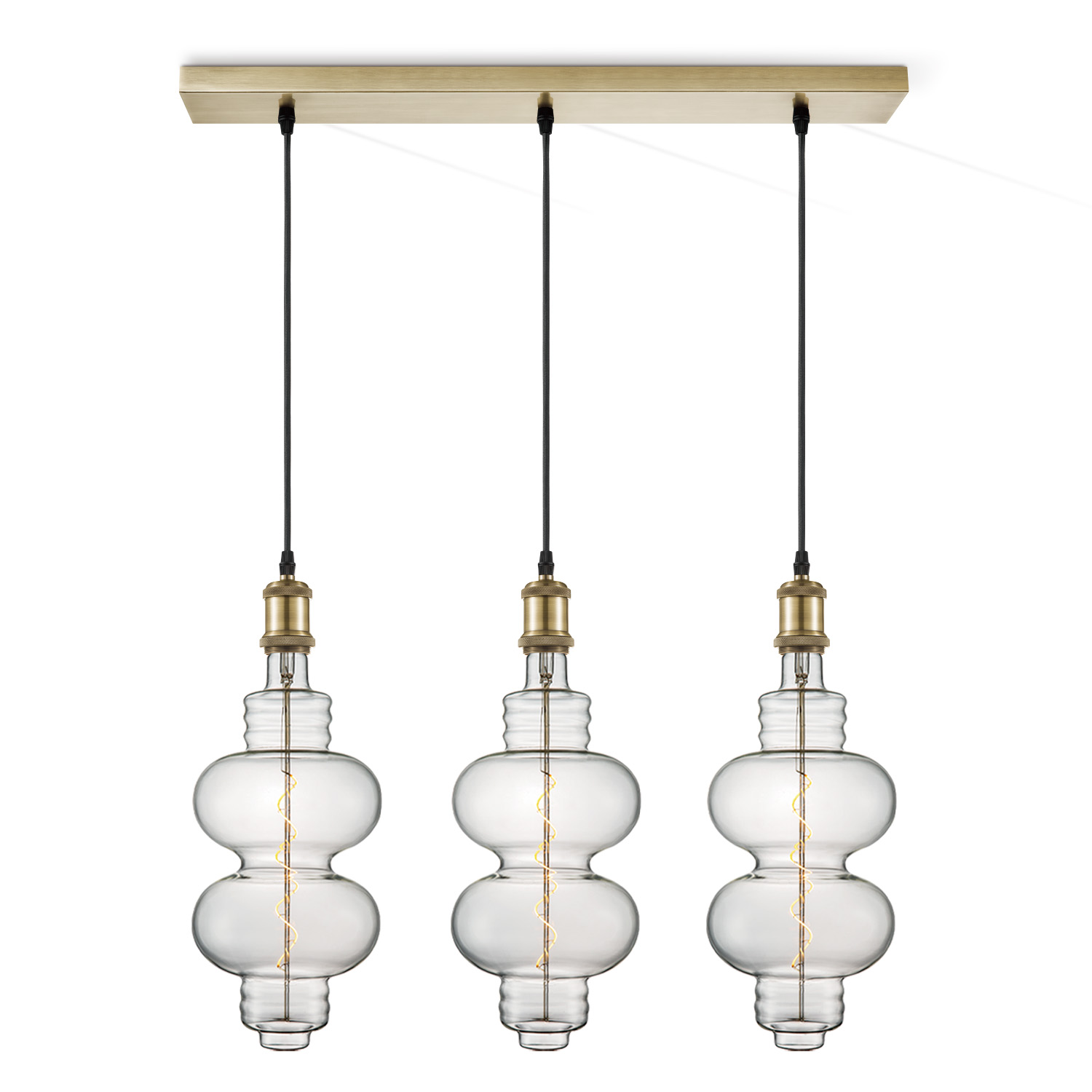 Light depot - hanglamp Vintage brons 3L Beam Diabolo - helder - Outlet