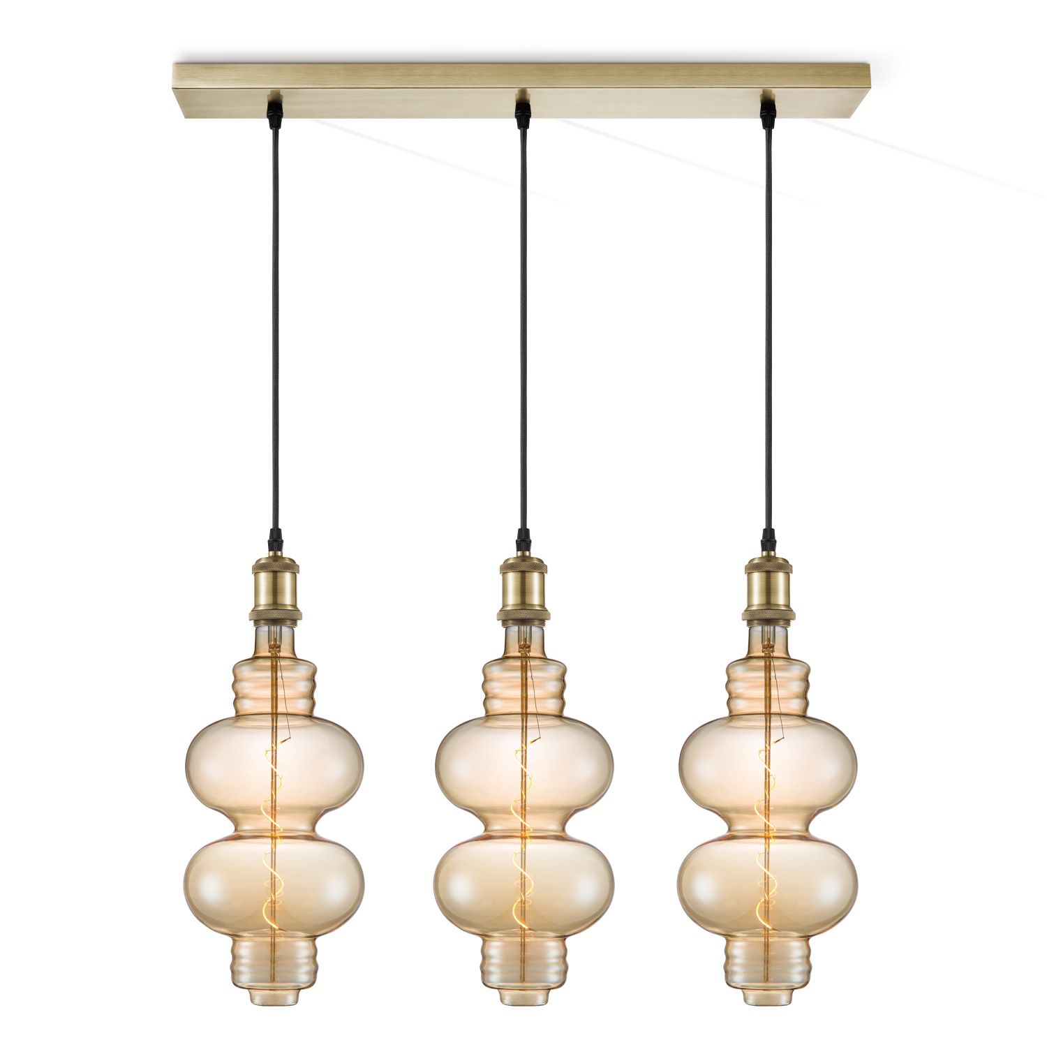 Light depot - hanglamp Vintage brons 3L Beam Diabolo - amber - Outlet