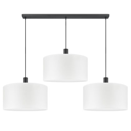 Moderne Hanglamp - Xxl Beam 3L met 3 x 50cm Wite stoffen kappen - Rond - Ø98 x 157.5 cm - E27 fitting - Voor slaapkamer en woonkamer - Inclusief 1 meter snoer
