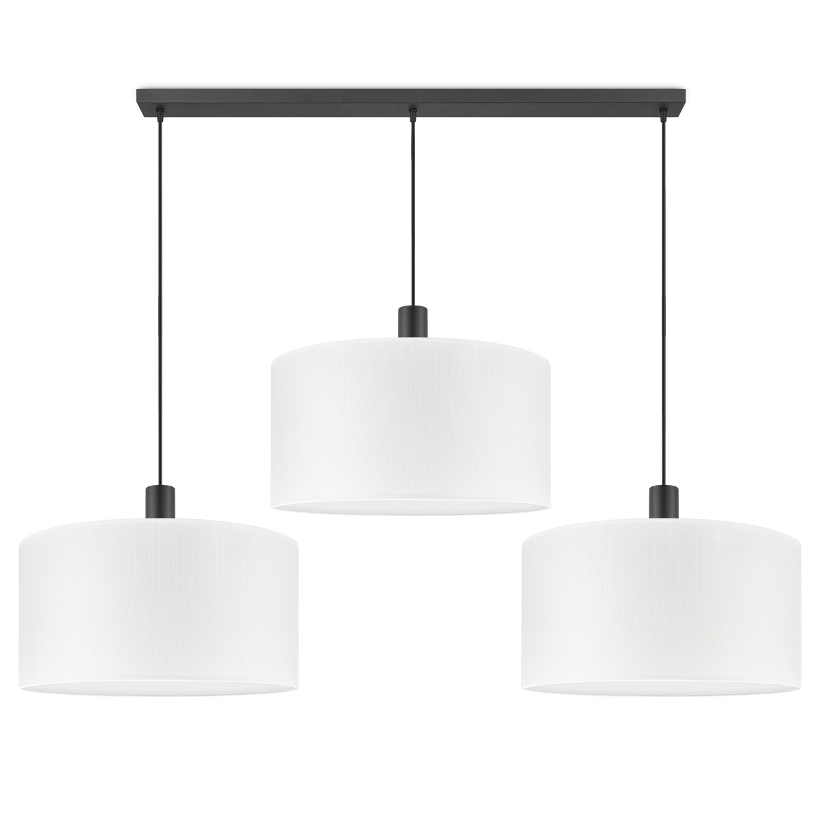 Moderne Hanglamp - Xxl Beam 3L met 3 x 50cm Wite stoffen kappen - Rond - Ø98 x 157.5 cm - E27 fitting - Voor slaapkamer en woonkamer - Inclusief 1 meter snoer