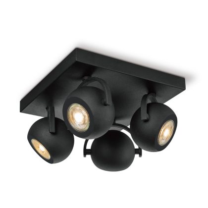 NOP OPBOUWSPOT ZAND ZWART INC 4X LED DIM GU10 5W