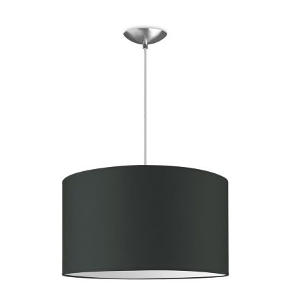 hanglamp Bling-Basic, lampenkap 40/40/22cm, gemaakt van stof en metaal, geschikt voor E27 LED lamp, antraciet, pendel lengte 100 cm, Pendellamp geschikt voor woonkamer, slaapkamer, keuken