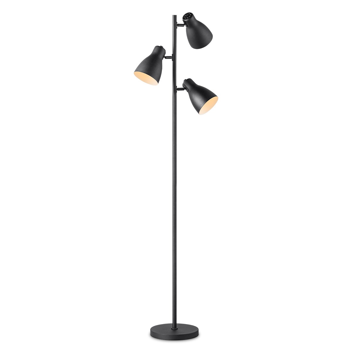 Moderne vloerlamp Zwart - 38.5/38.5/166.5cm - 3 lichts staande lamp - geschikt voor E27 LED lichtbron - met voetschakelaar - geschikt voor woonkamer, slaapkamer, thuiskantoor