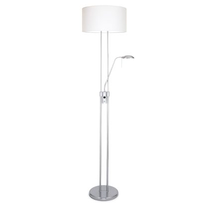 Klassieke vloerlamp Up - Geborsteld staal - 50/50/185cm - 2 lichts staande lamp met lampenkap - geschikt voor E27 LED lichtbron - met draaischakelaar - geschikt voor woonkamer, slaapkamer en thuiskantoor
