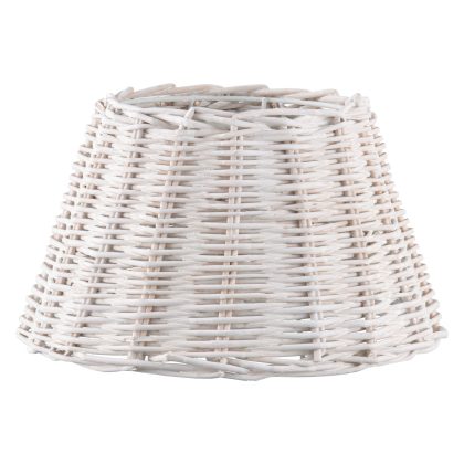 Lampenkap rond schuin | taps | rotan | rieten lampenkap voor tafellamp | lampenkap met E27 fitting | Ø30cm H17cm | wit