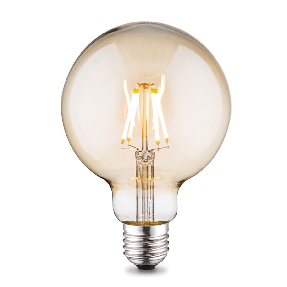 Edison Vintage LED lamp E27 LED filament lichtbron, Deco Globe G95, 9.5/9.5/13.5cm, Amber, Retro LED lamp Dimbaar, 6W 600lm 2700K, warm wit licht, geschikt voor E27 fitting