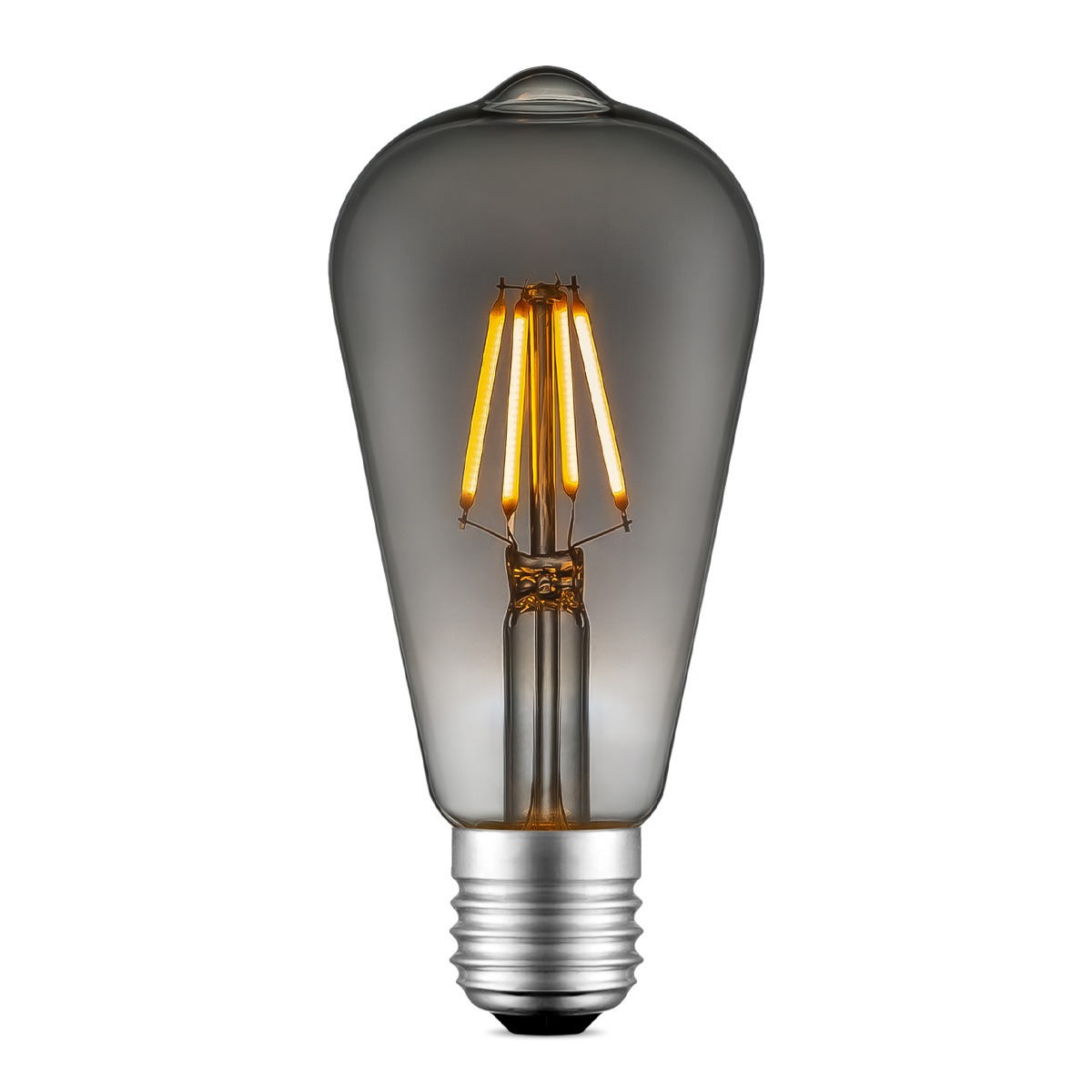 Edison Vintage LED lamp E27 LED filament lichtbron, Deco Drop ST64, 6.4/6.4/14cm, Rook, Retro LED lamp Dimbaar, 4W 150lm 1800K, warm wit licht, geschikt voor E27 fitting