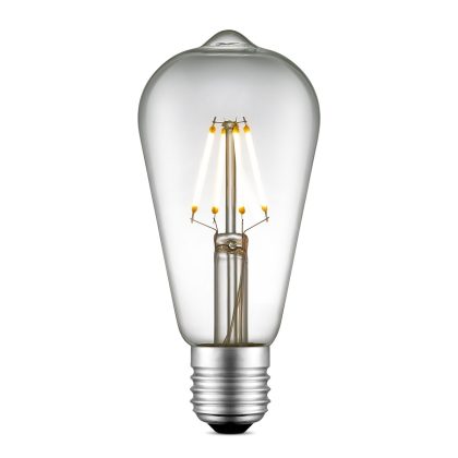 Edison Vintage LED filament lichtbron Drop - Helder - ST64 Deco - Retro LED lamp - 6.4/6.4/14cm - geschikt voor E27 fitting - Dimbaar - 4W 440lm 3000K - warm wit licht