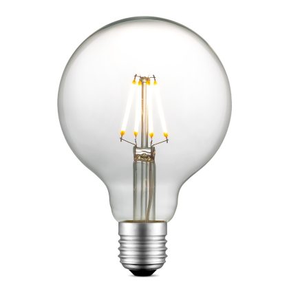 Edison Vintage LED filament lichtbron Globe - Helder - G95 Deco - Retro LED lamp - 9.5/9.5/13.5cm - geschikt voor E27 fitting - Dimbaar - 4W 440lm 3000K - warm wit licht