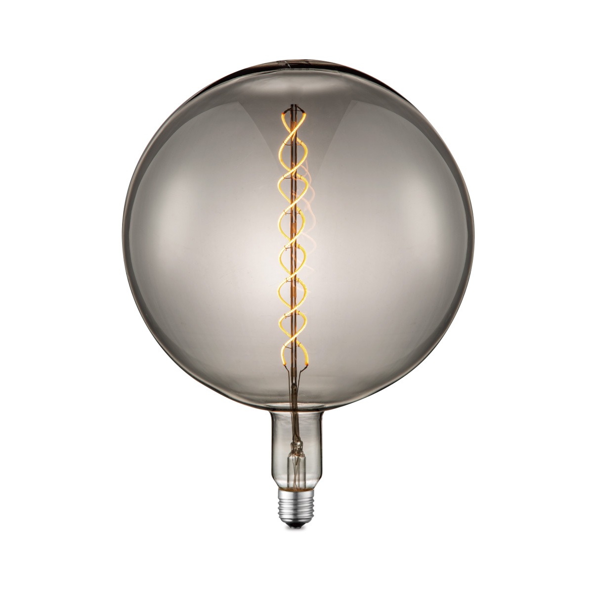 Edison Vintage LED filament lichtbron Spiraal - Rook - G260 Global - Retro LED lamp - 26/26/33cm - geschikt voor E27 fitting - Dimbaar - 6W 180lm 1800K - warm wit licht