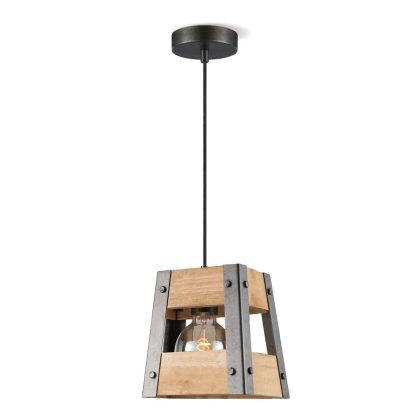 Light depot - hanglamp Barn - hout/burned metal - Outlet