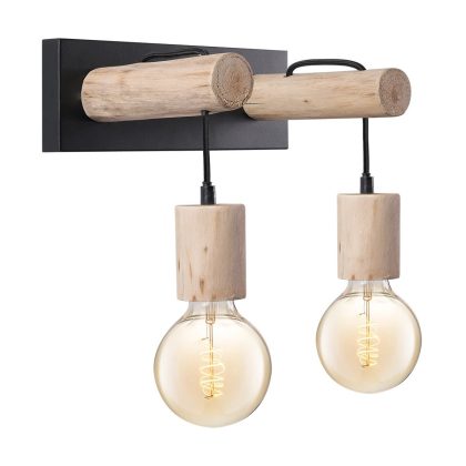 Light depot - wandlamp Billy 2 lichts - hout / metaal - Outlet
