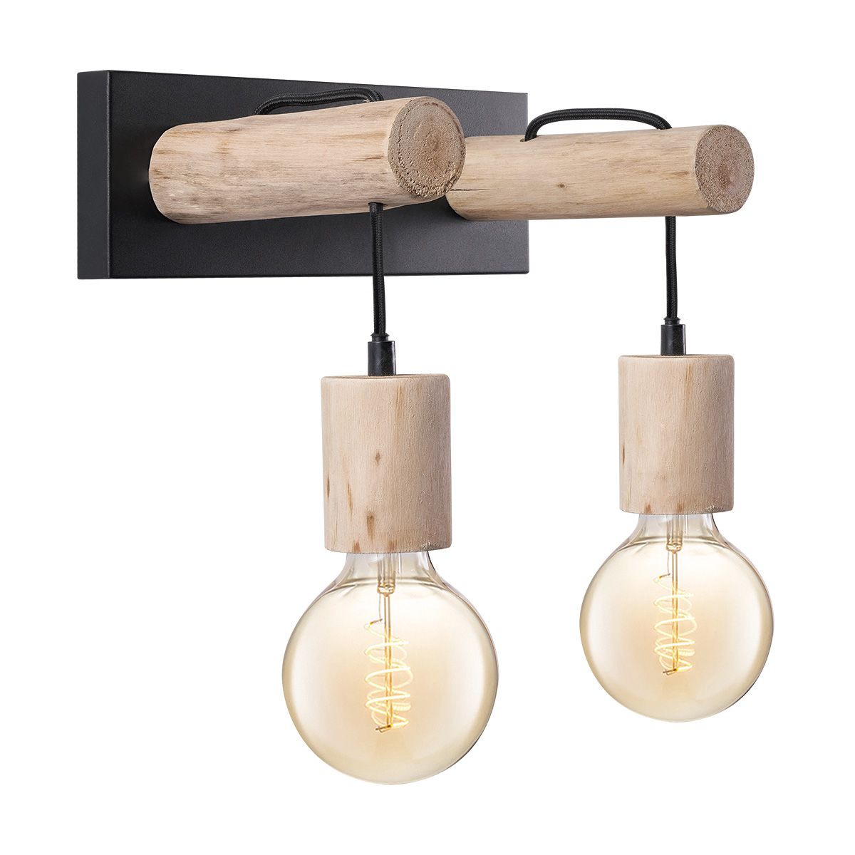 Light depot - wandlamp Billy 2 lichts - hout / metaal - Outlet