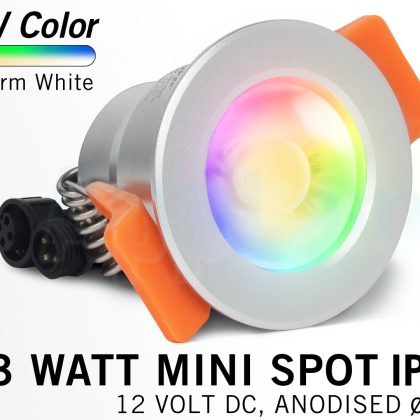 Mi·Light Miboxer 3W RGBW Kleur + Warm Wit Mini LED spotje. Waterdicht IP66, 12Volt, Ø 42mm