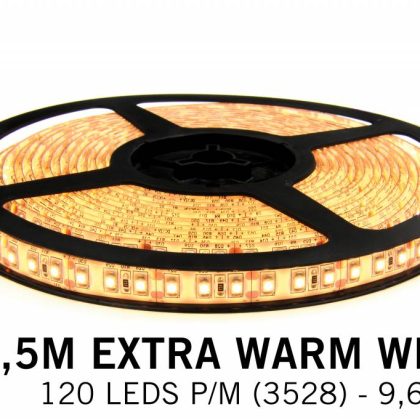 Extra Warm Wit Led Strip | 2,5m 120 Leds pm Type 2835 12V Losse Strip