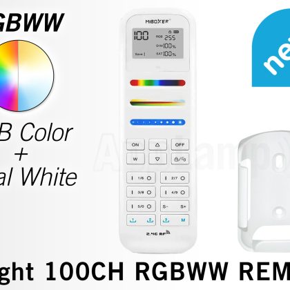 Mi·Light MiLight RGB+ DualWhite (RGB+CT) hand afstandsbediening, 100-zones, RF, 2xAAA