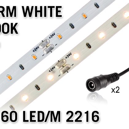 PRO LINE 2700K Warm Wit Led Strip | 5m 60 Leds pm Type 2216 24V Losse Strip