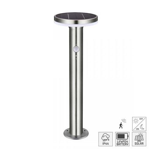 LED Tuinlantaarn Solar 6 Watt - Sensor - 20-600Lm - 2700K - Rond