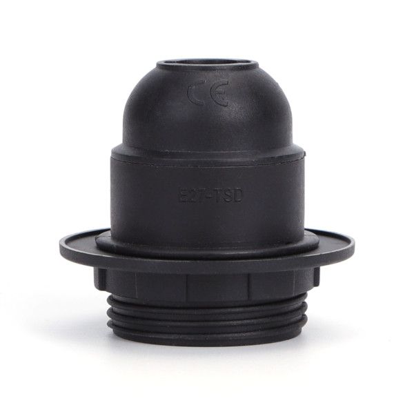Lamphouder E27 Fitting - Met Fittingring - Zwart