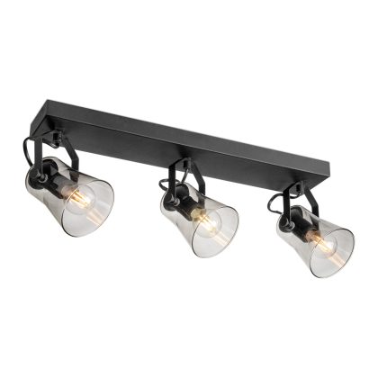 Moderne LED Opbouwspot Edge - Zwart - 48/10/18.5cm - Dimbaar - plafonniere gemaakt van glas en metaal - inclusief LED lichtbron - E14 fitting - 4W - 400lm - 2700K - warm wit licht